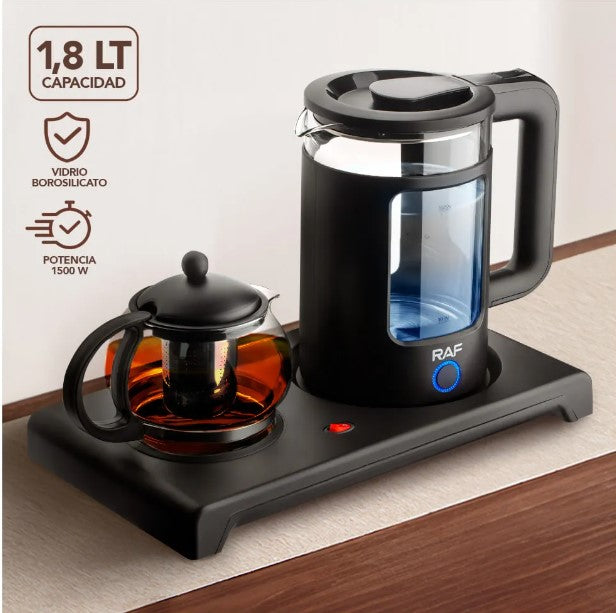 Hervidor + Tetera Infusora con Base Eléctrica Calefactora