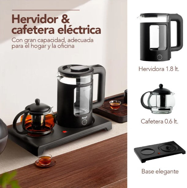 Hervidor + Tetera Infusora con Base Eléctrica Calefactora
