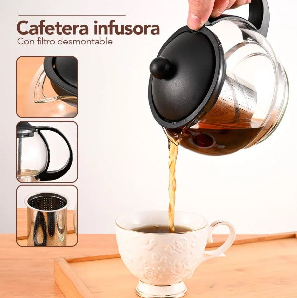Hervidor + Tetera Infusora con Base Eléctrica Calefactora