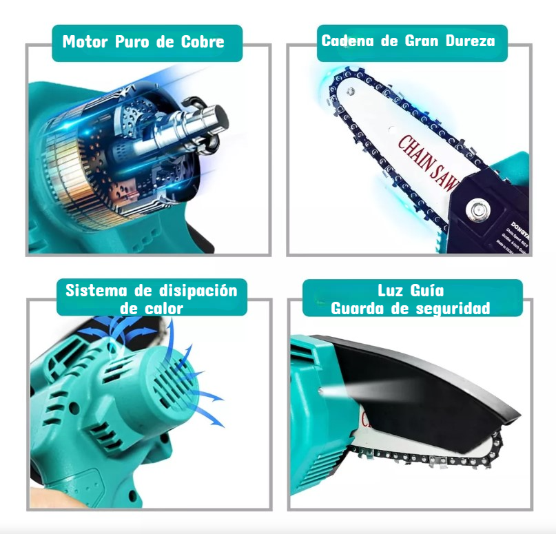 Motosierra inalámbrica 6 pulgadas + Doble cargador